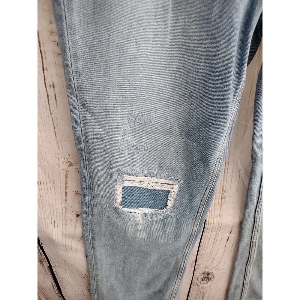 Cleo + Wolf Patchwork Distressed Light-Wash High-Rise Straight Jeans Women's 29 - Picture 4 of 15
